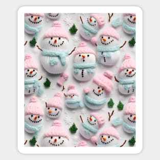 Funny Snowmen Retro Chrismas Knitted Pattern Sticker